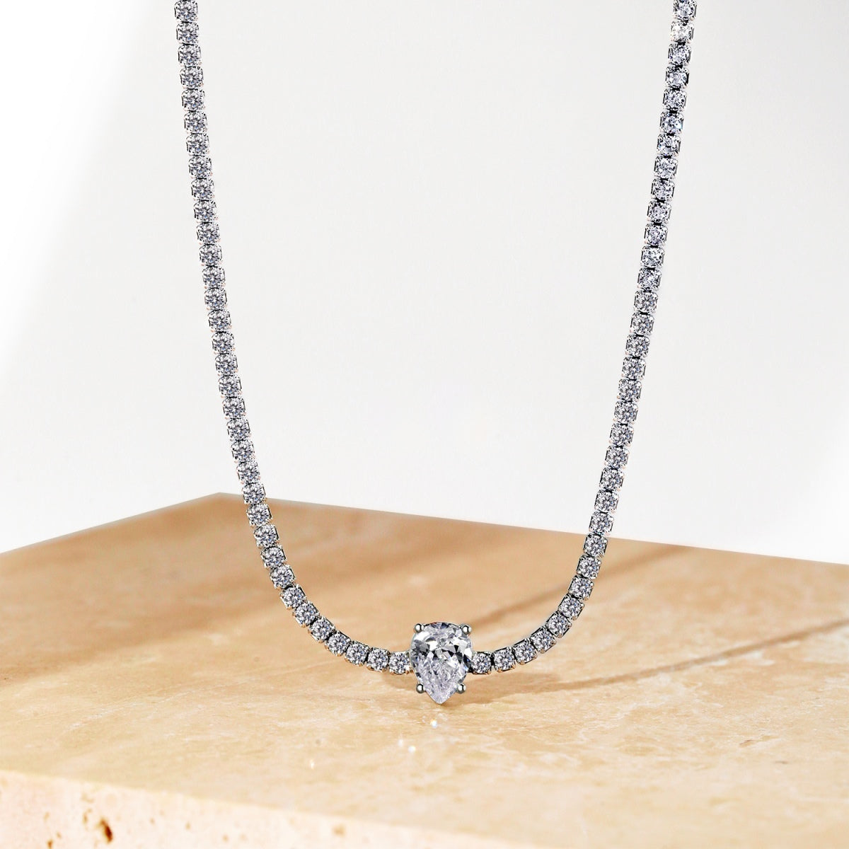[Am jewelry]1.0 carat Unique Pear Cut Tennis Necklace