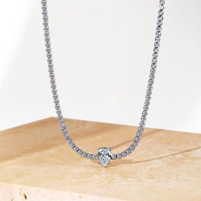 [Am jewelry]1.0 carat Unique Pear Cut Tennis Necklace
