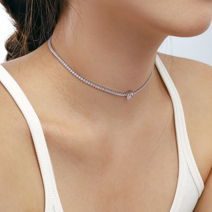 [Am jewelry]1.0 carat Unique Pear Cut Tennis Necklace