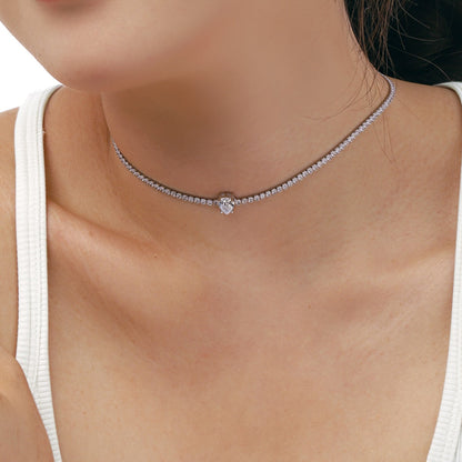 [Am jewelry]1.0 carat Unique Pear Cut Tennis Necklace