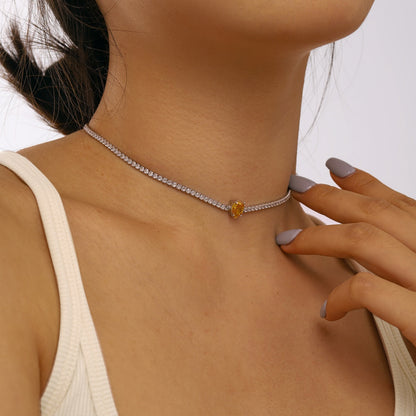 [Am jewelry]1.0 carat Unique Pear Cut Tennis Necklace