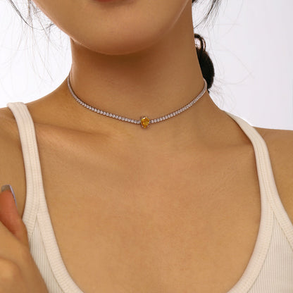 [Am jewelry]1.0 carat Unique Pear Cut Tennis Necklace