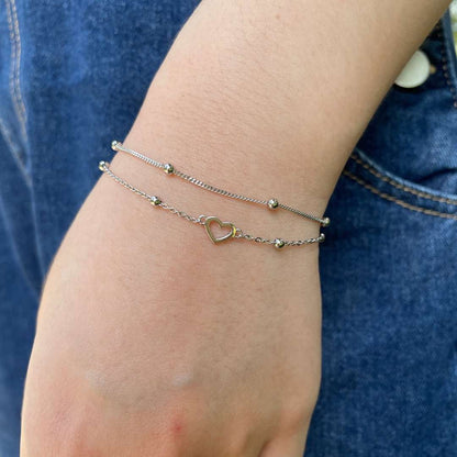 [Am jewelry]Dainty Double Layer Love Heart Bracelet