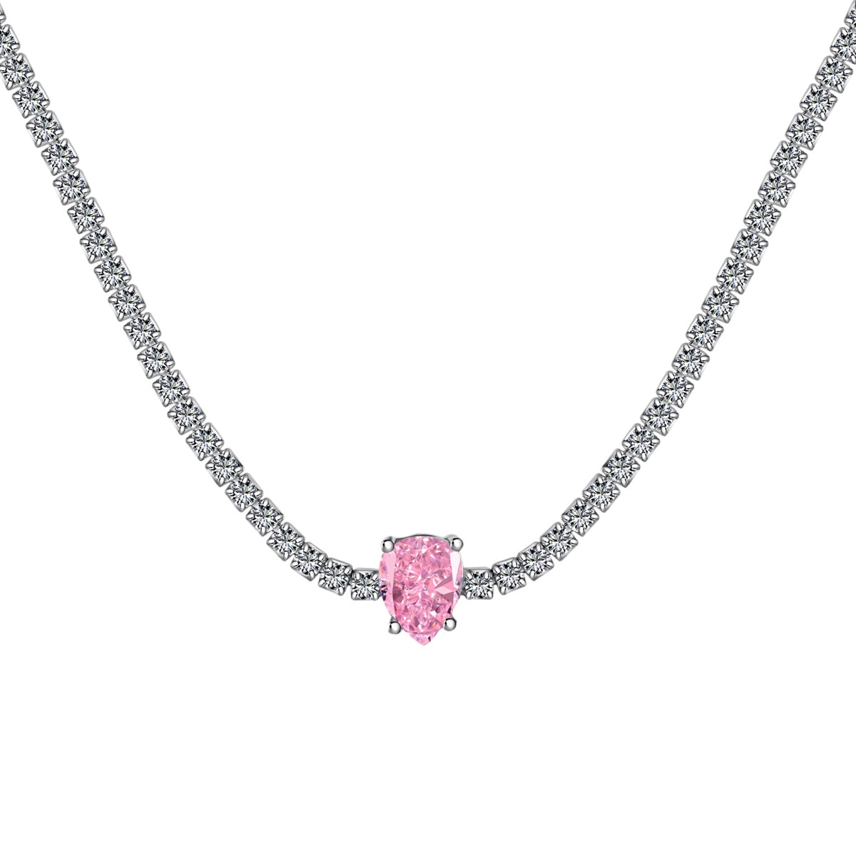 [Am jewelry]1.0 carat Unique Pear Cut Tennis Necklace