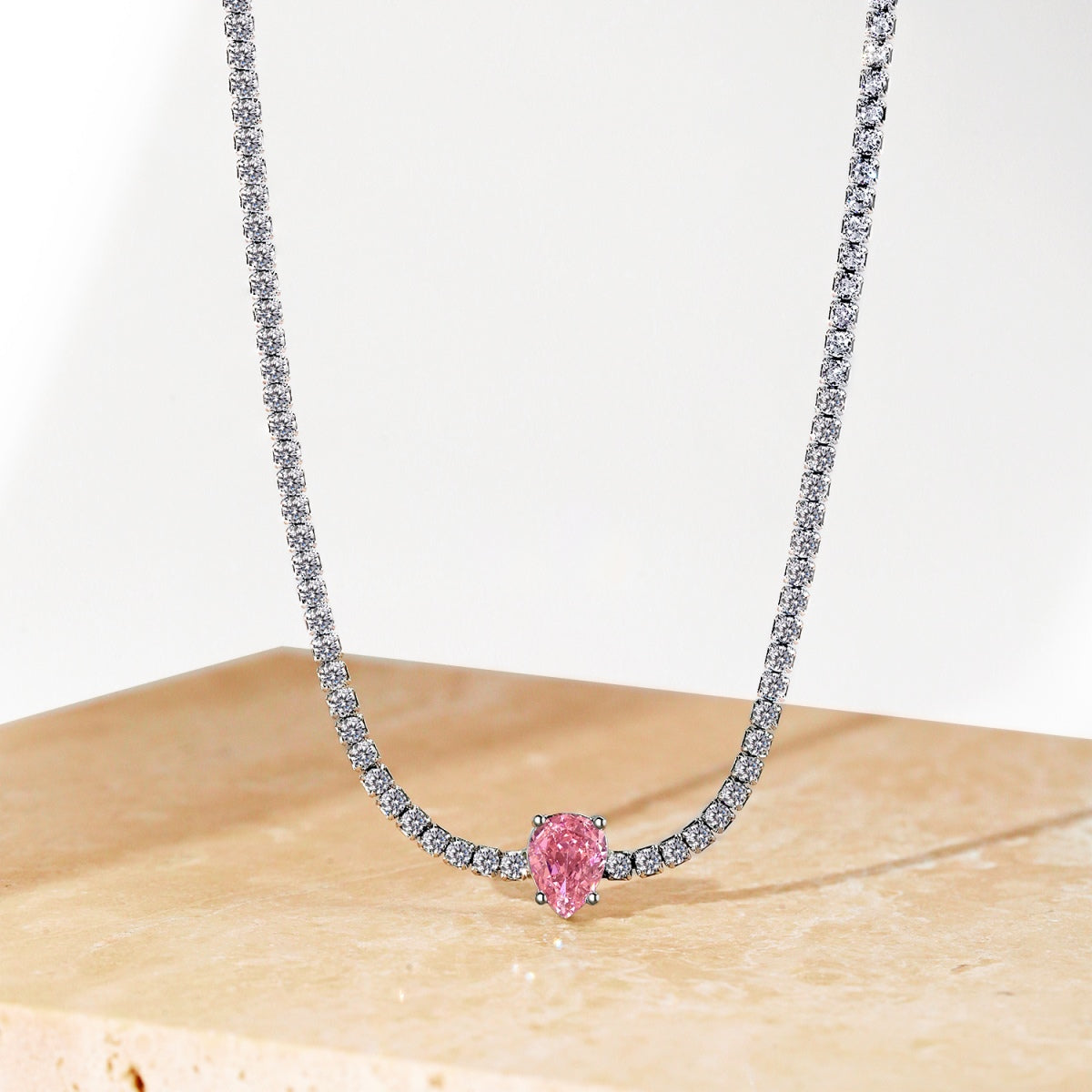 [Am jewelry]1.0 carat Unique Pear Cut Tennis Necklace