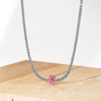 [Am jewelry]1.0 carat Unique Pear Cut Tennis Necklace