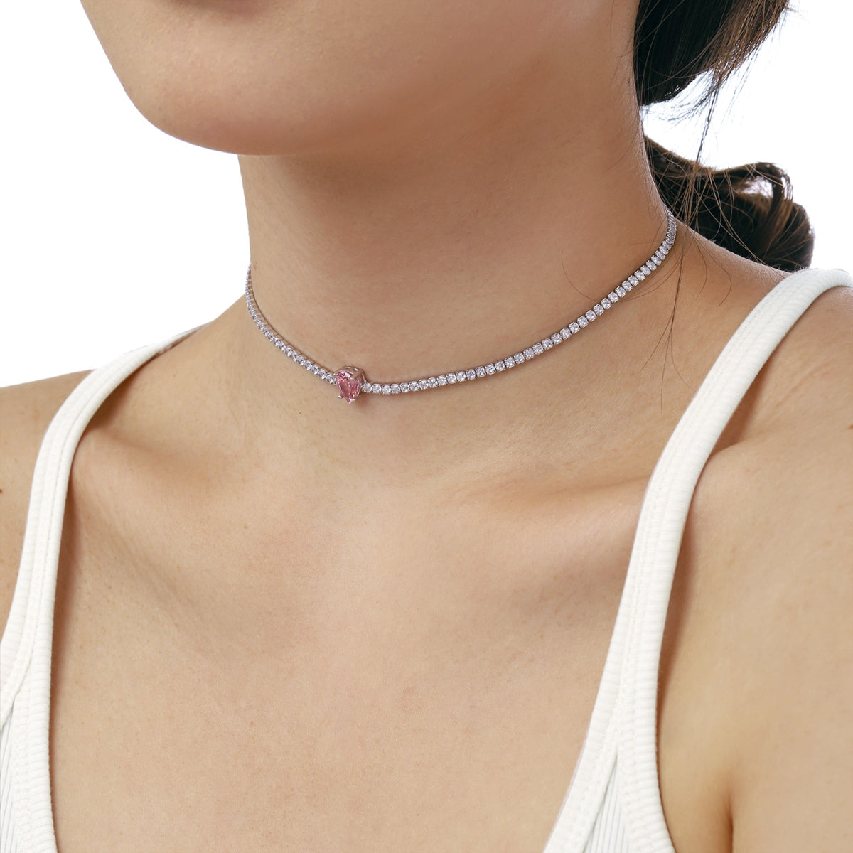 [Am jewelry]1.0 carat Unique Pear Cut Tennis Necklace