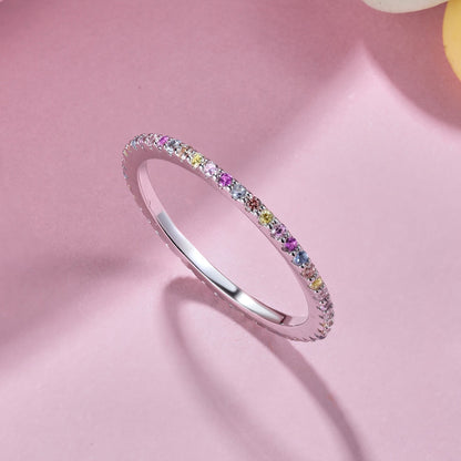 [Am jewelry]Ornate Colorful Round Cut Tennis Ring