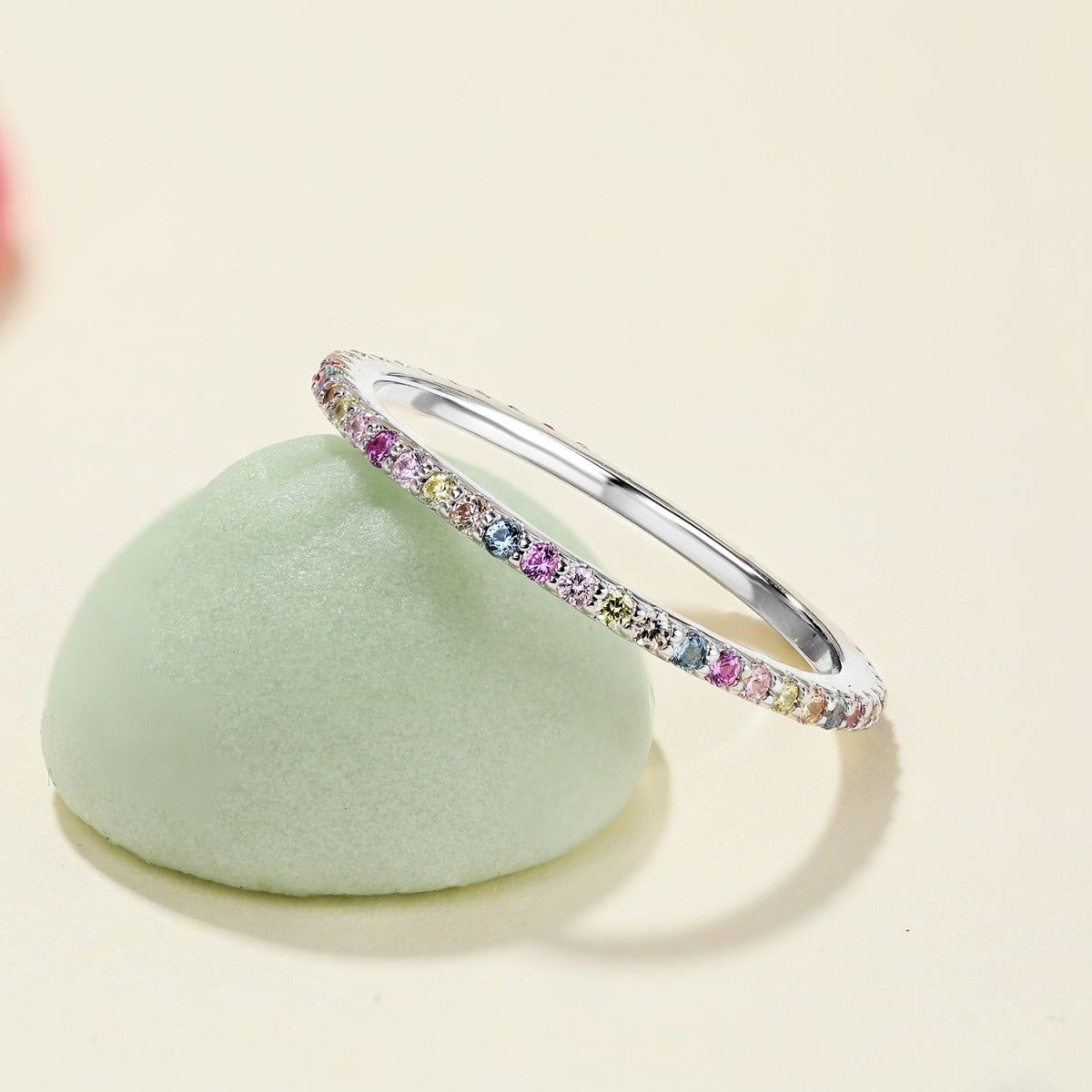 [Am jewelry]Ornate Colorful Round Cut Tennis Ring