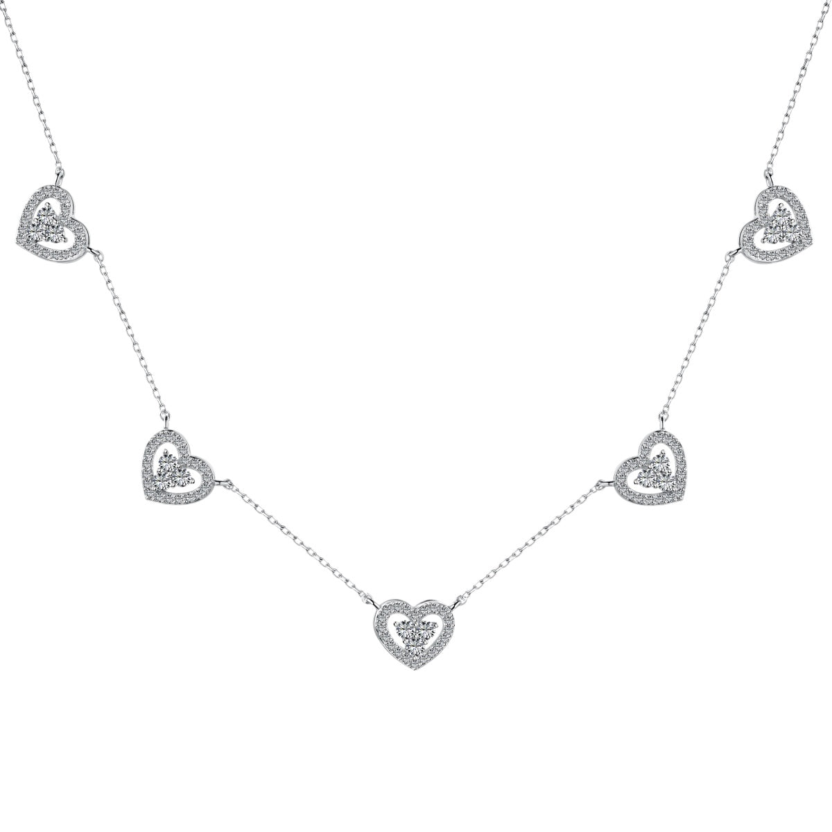 [Am jewelry]Sparkling Five Heart Necklace