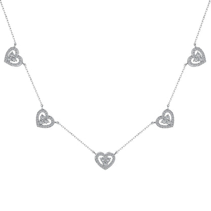 [Am jewelry]Sparkling Five Heart Necklace