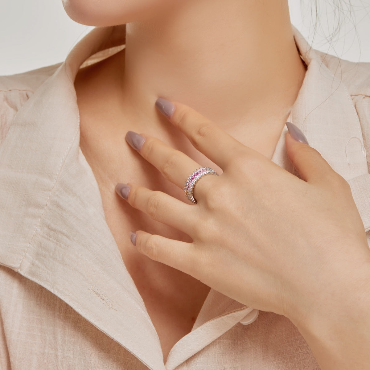 [Am jewelry]Ornate Colorful Radiant Cut Daily Ring