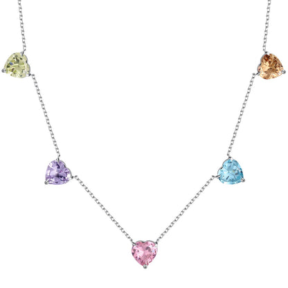 [Am jewelry]Sparkling Colorful Heart Cut Necklace