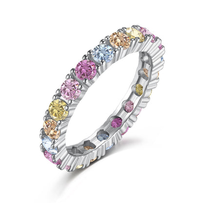 [Am jewelry]Dazzling Lustrous Round Cut Tennis Ring