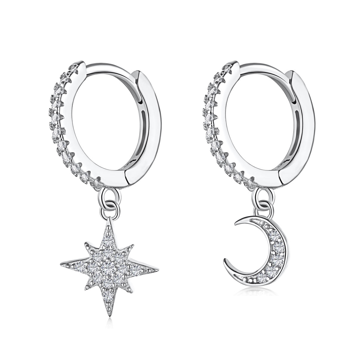 [Am jewelry]Star and Moon Asymmetric Earrings