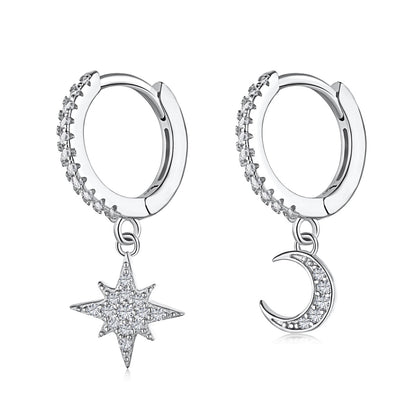 [Am jewelry]Star and Moon Asymmetric Earrings