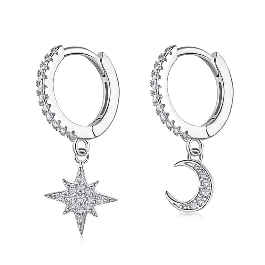[Am jewelry]Star and Moon Asymmetric Earrings