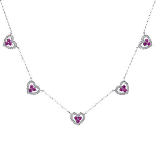 [Am jewelry]Sparkling Five Heart Necklace