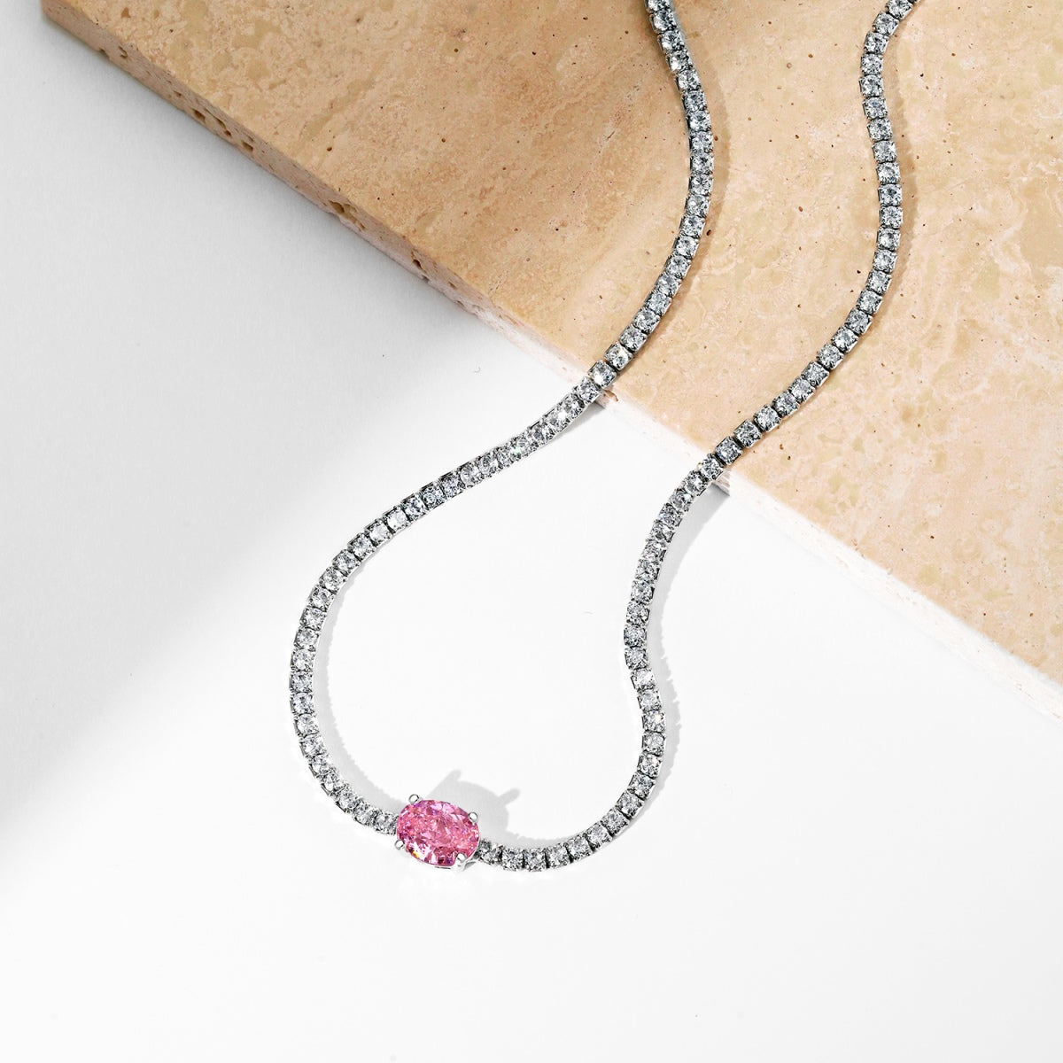 [Am jewelry]1.0 Carat Shining Oval Cut Necklace