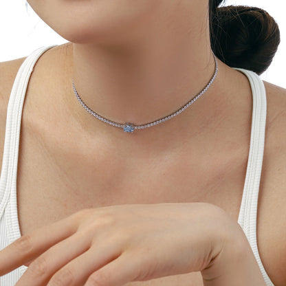 [Am jewelry]1.0 Carat Shining Oval Cut Necklace