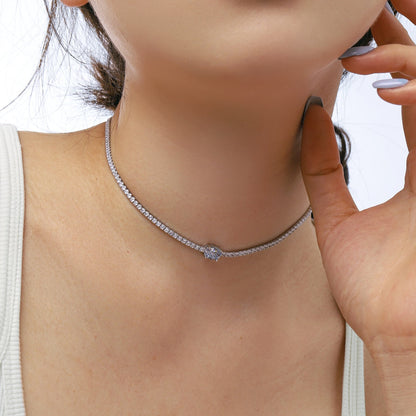 [Am jewelry]1.0 Carat Shining Oval Cut Necklace