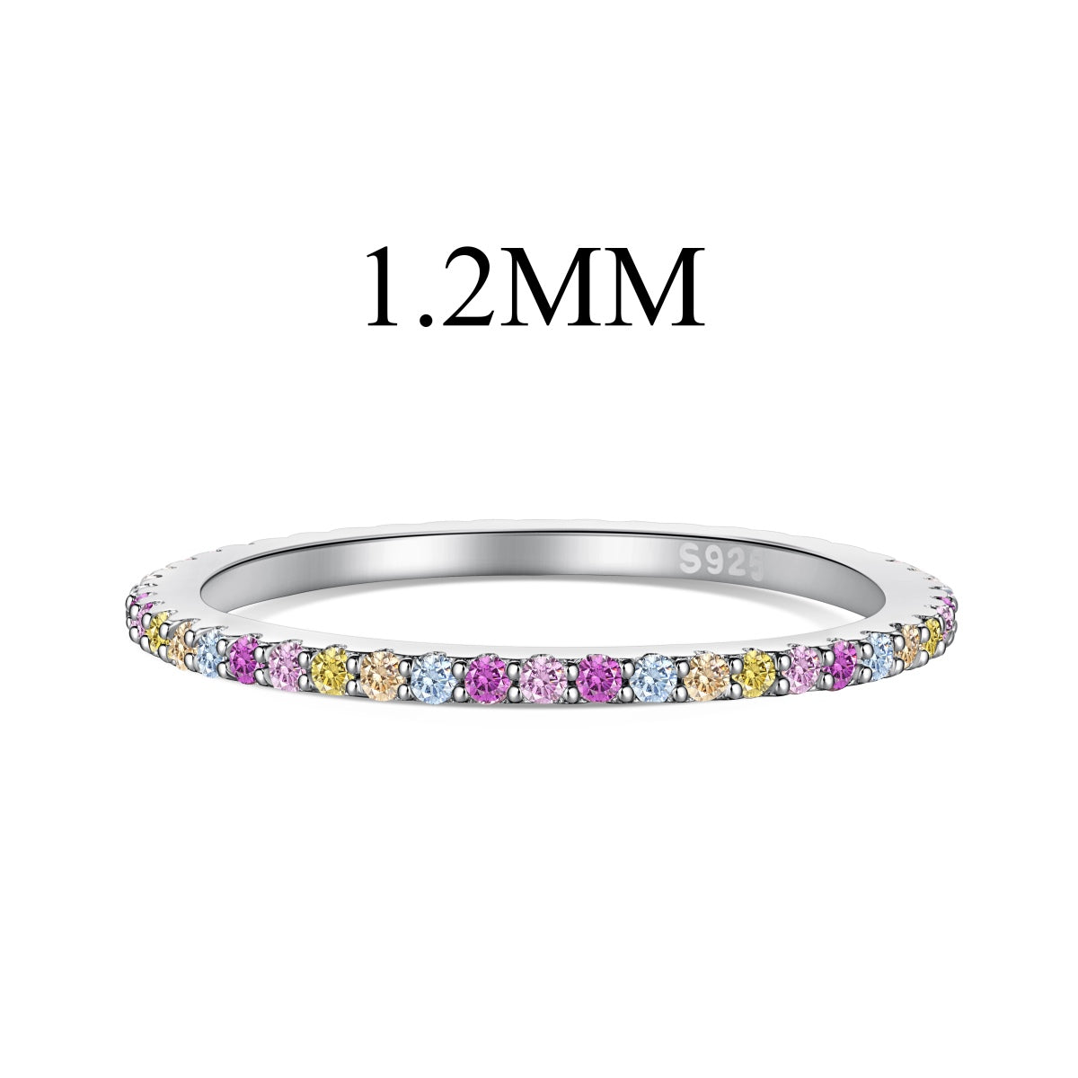 [Am jewelry]Ornate Colorful Round Cut Tennis Ring