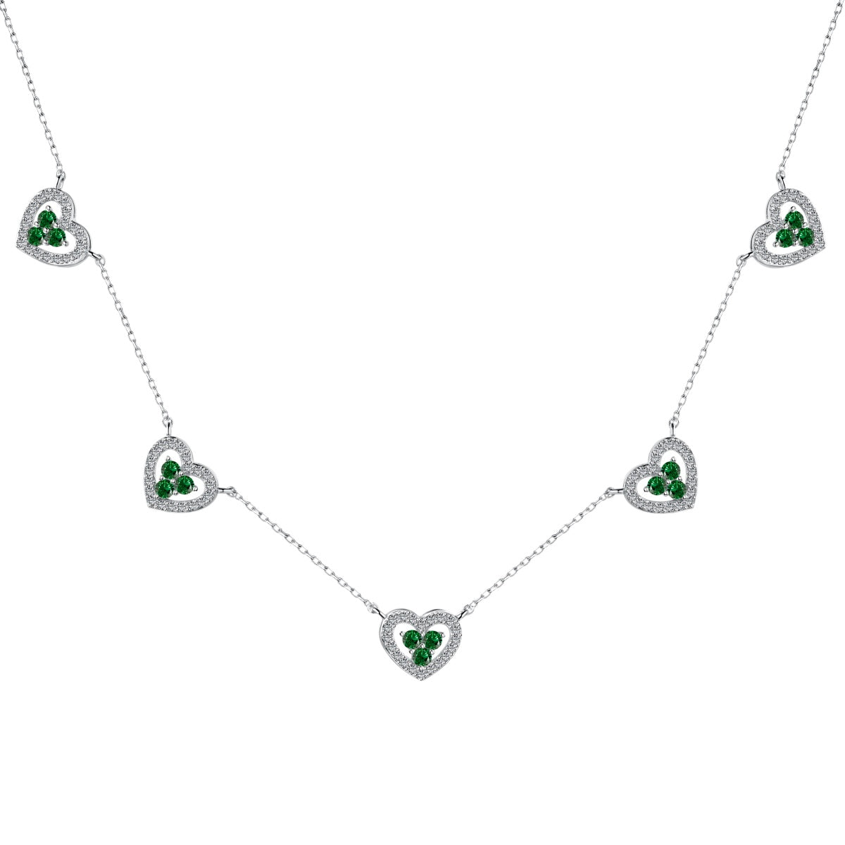 [Am jewelry]Sparkling Five Heart Necklace