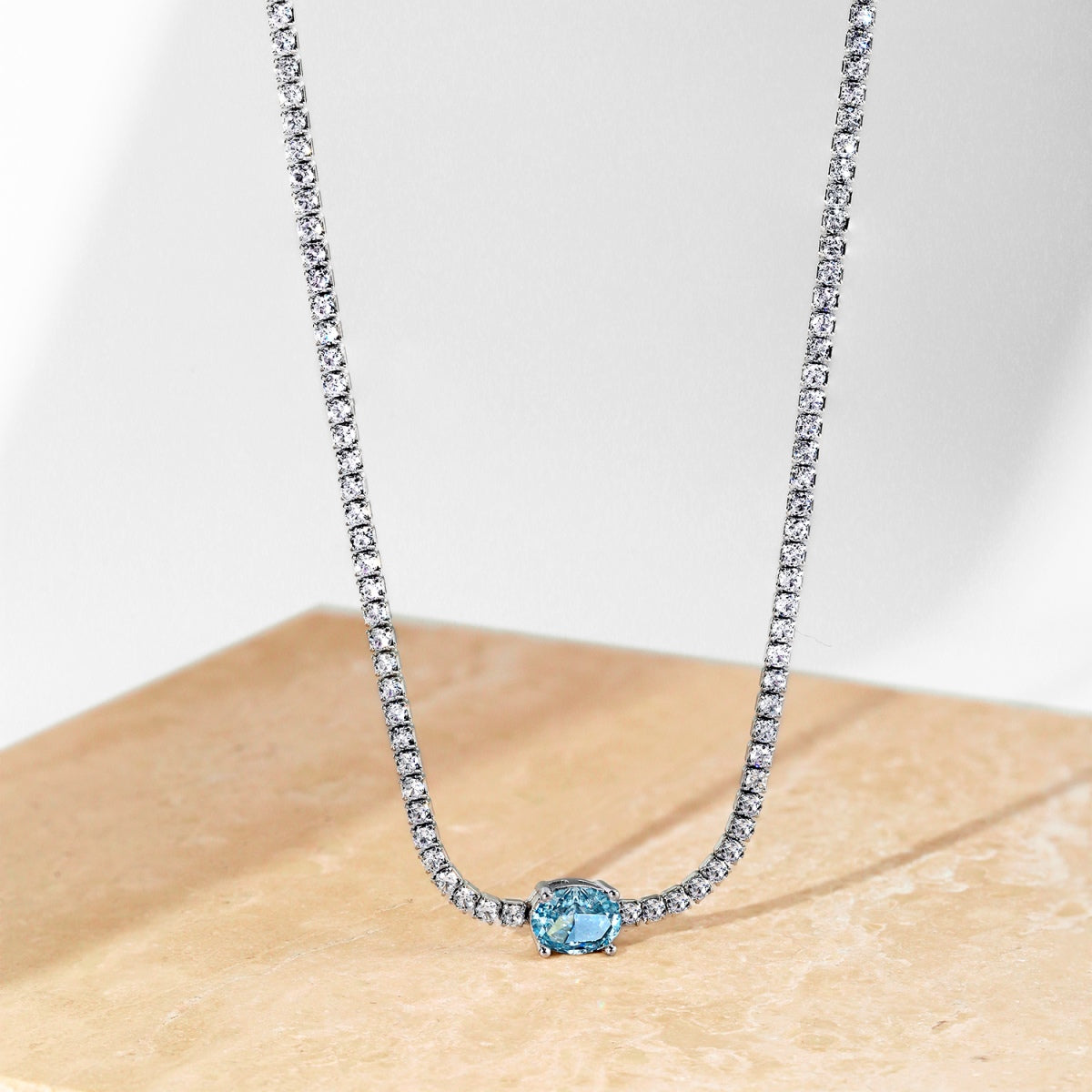 [Am jewelry]1.0 Carat Shining Oval Cut Necklace