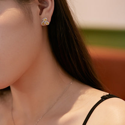 [Am jewelry]Ornate Flower Shape Pear Cut Lover Earrings