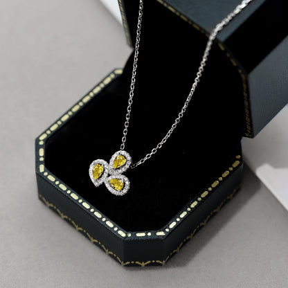[Am jewelry]Elegant Flower Shape Pear Cut Necklace