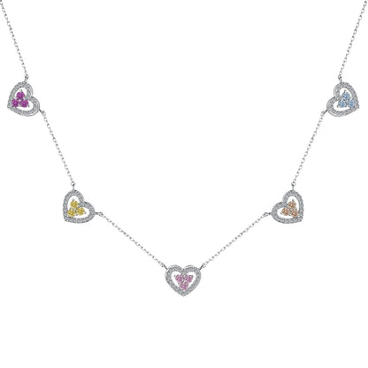 [Am jewelry]Sparkling Five Heart Necklace