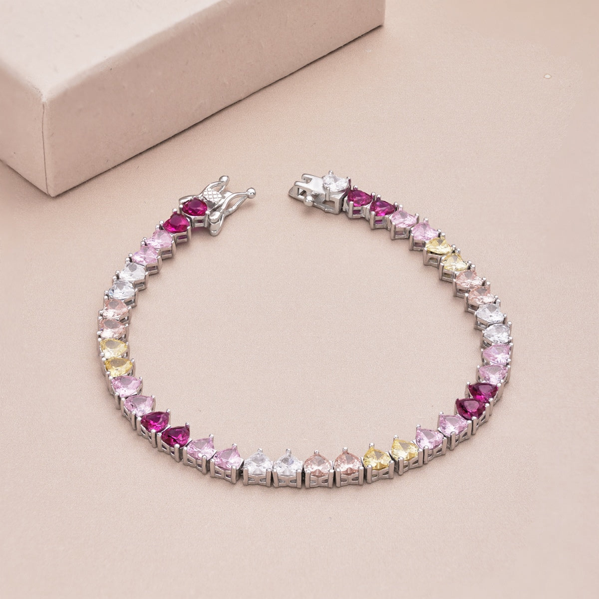 [Am jewelry]Luxurious Colorful Romantic Heart Shape Lover Bracelet