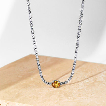[Am jewelry]1.0 Carat Shining Oval Cut Necklace