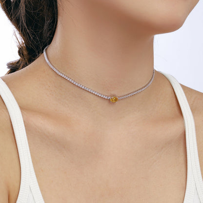 [Am jewelry]1.0 Carat Shining Oval Cut Necklace