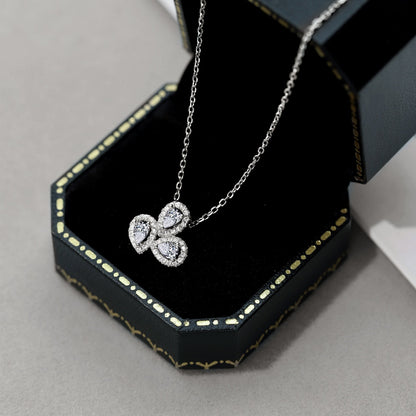 [Am jewelry]Elegant Flower Shape Pear Cut Necklace