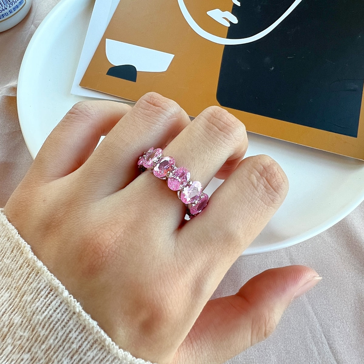 [Am jewelry]Dainty Elongated Cushion Cut Tennis Ring