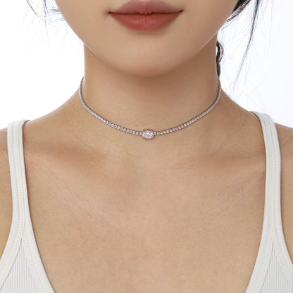 [Am jewelry]1.0 Carat Shining Oval Cut Necklace