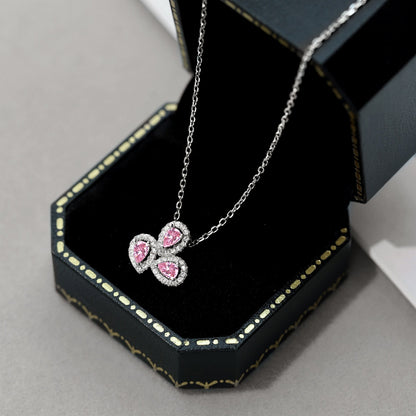 [Am jewelry]Elegant Flower Shape Pear Cut Necklace
