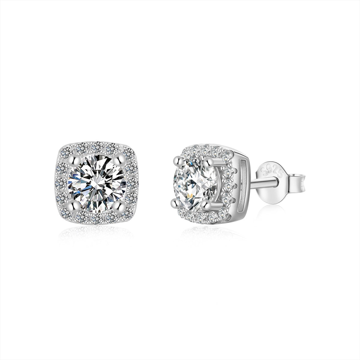 [Am jewelry]Classic Round Center Stone Stud Earrings