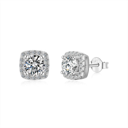 [Am jewelry]Classic Round Center Stone Stud Earrings
