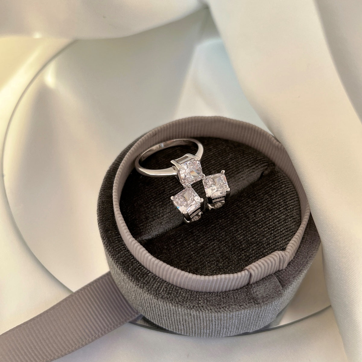 [Am jewelry]1.0 Carat Radiant Princess Cut Wedding Earrings