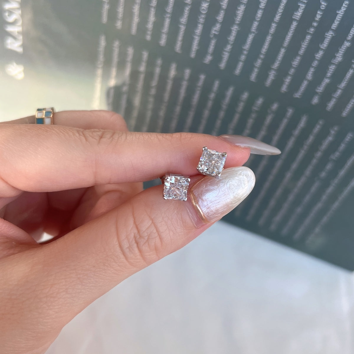 [Am jewelry]1.0 Carat Radiant Princess Cut Wedding Earrings