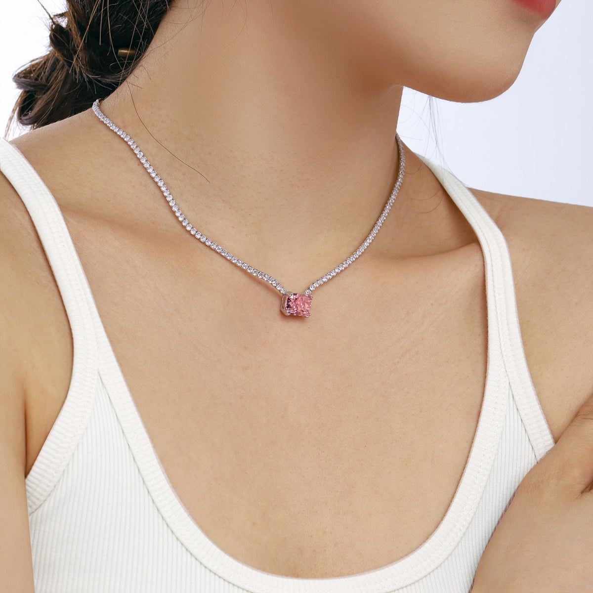 [Am jewelry]4.0 Carat Elegant Radiant Cut Necklace