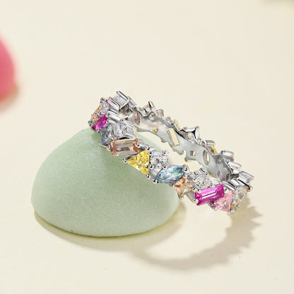 [Am jewelry]Dazzling Polychromatic Multi cut Daily Ring
