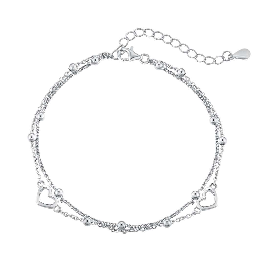 [Am jewelry]Dainty Double Layer Love Heart Bracelet
