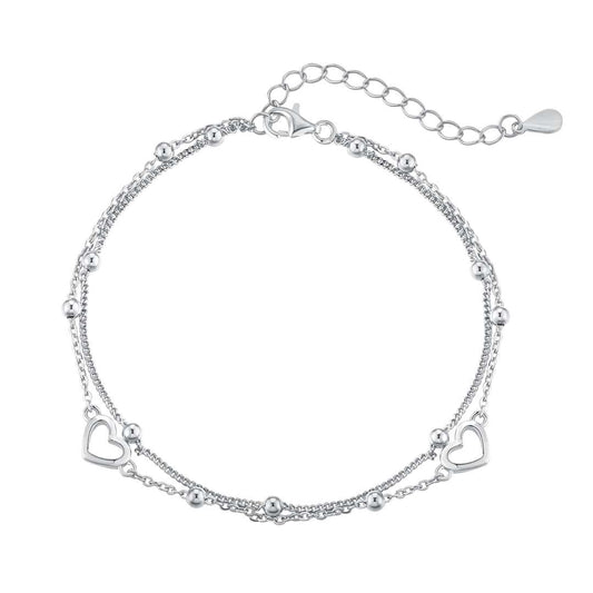 [Am jewelry]Dainty Double Layer Love Heart Bracelet