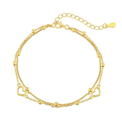 [Am jewelry]Dainty Double Layer Love Heart Bracelet