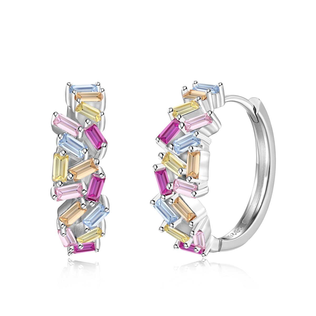 [Am jewelry]Dazzling Colorful Emerald Cut Daily Earrings