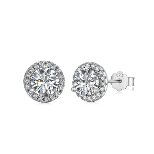 [Am jewelry]Classic Princess Round Shape Earrings