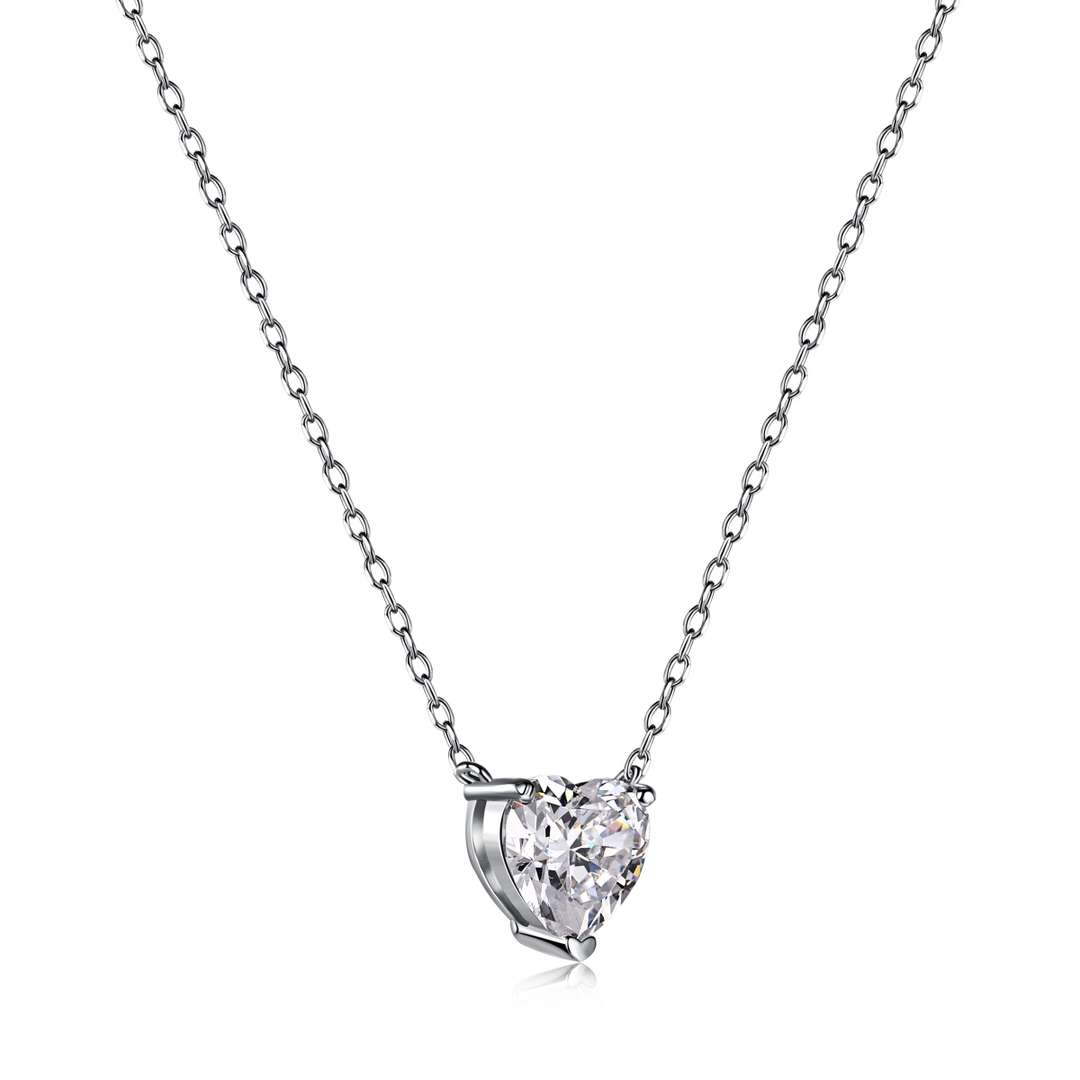 [Am jewelry]Heart Shape Main Stone Pendant Collarbone Necklace